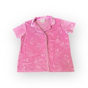 Munki Munki Peanuts Snoopy Pink Velour Pajama Top NWOT Button Down Women’s L